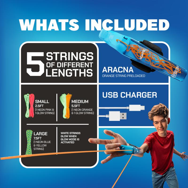 Rechargeable Web String Launcher Toy with Glow String