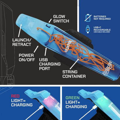 Rechargeable Web String Launcher Toy with Glow String